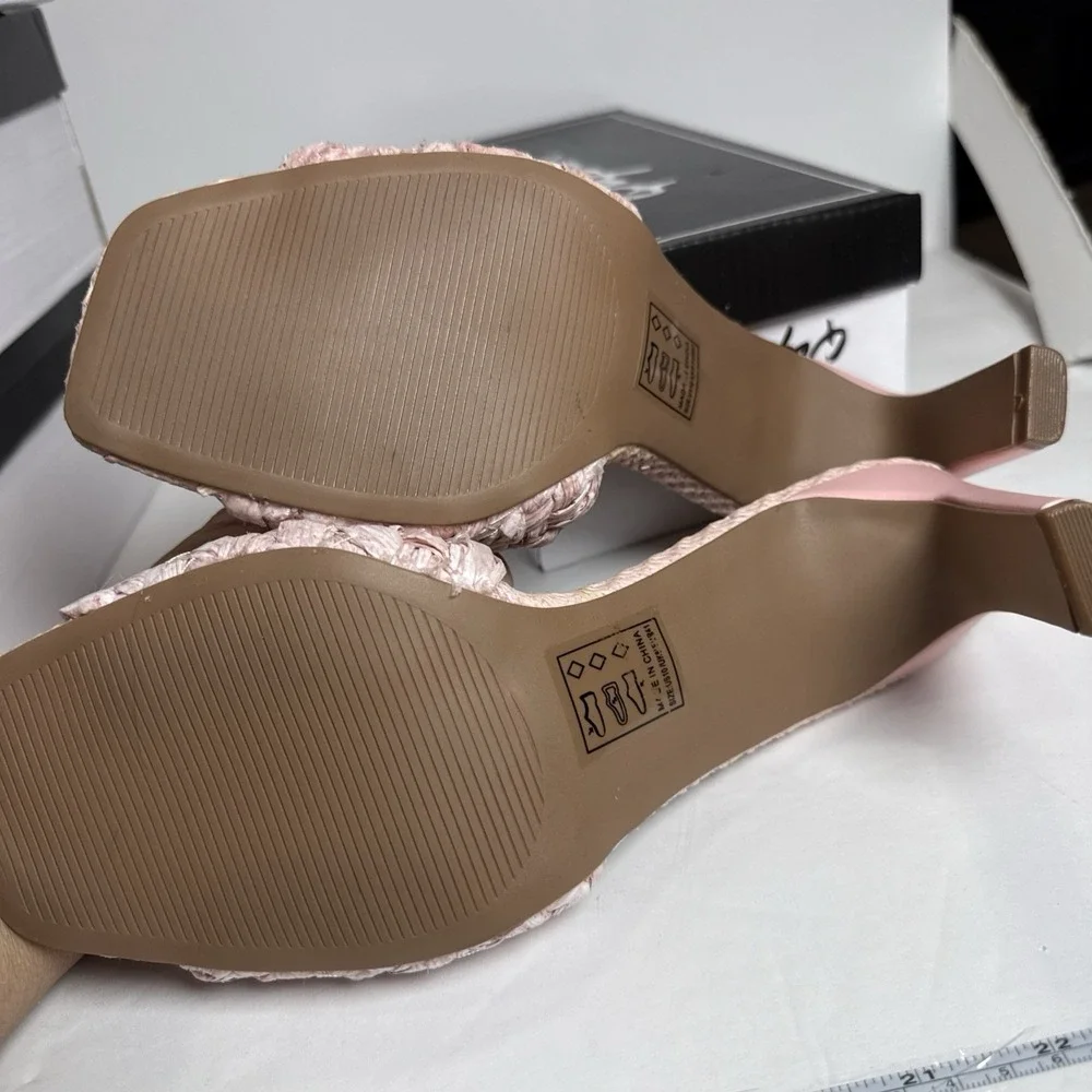 Qupid Pink Raffia Braided Heels‎ Pumps Sandals NEW Size 9